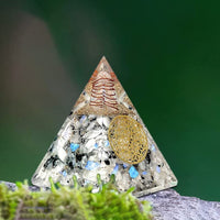 Orgone Pyramid | Rainbow Moonstone Orgonite Pyramid for Success, Anti-stress, Calmness, Growth, Strength | Healing Crystal Gemstone Pyramid | Orgone Pyramid Crystal - Handmade In India