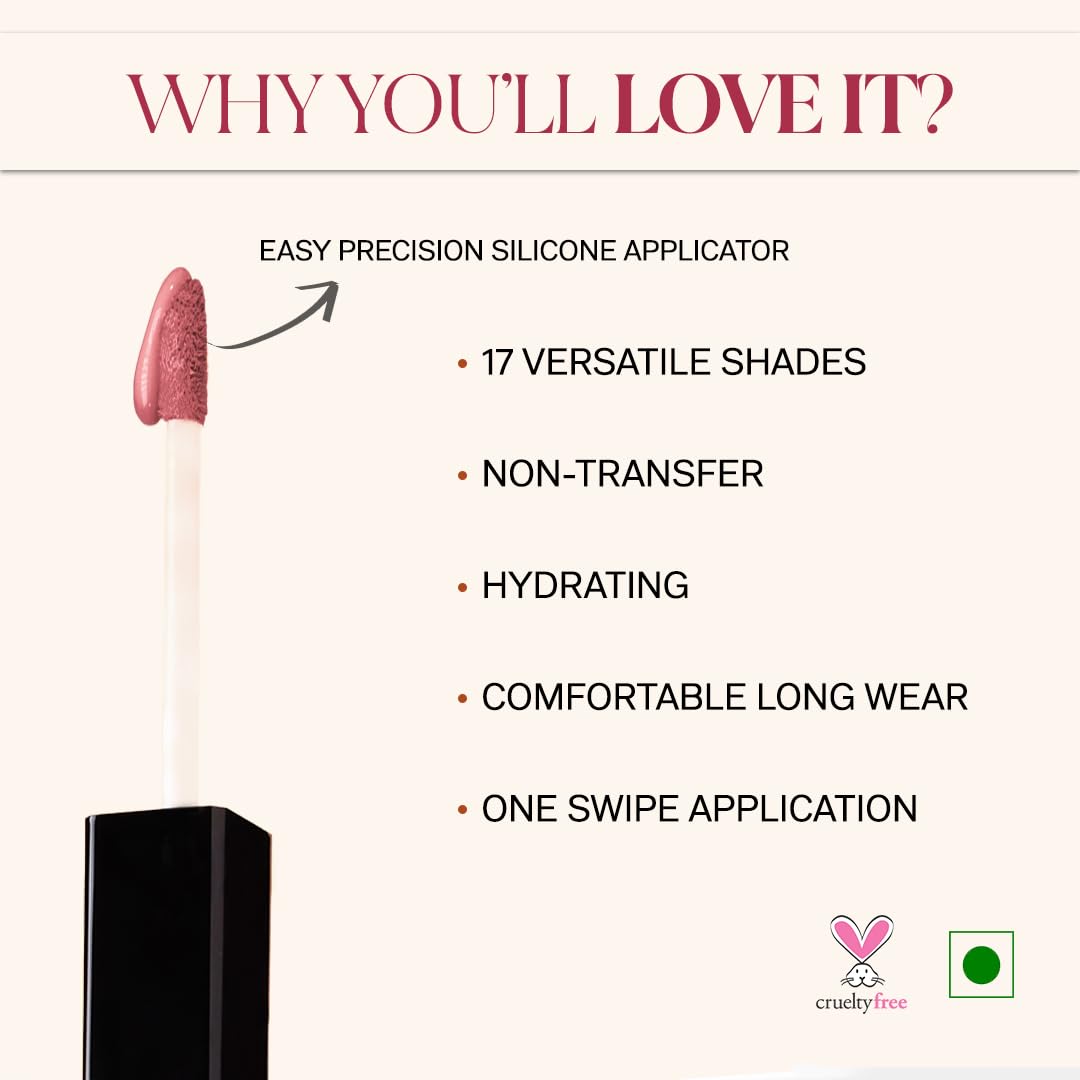 FLiCKA Set and Attack Liquid Matte Lipstick For Women| Transfer Proof, Smudge Proof, Non-Sticky, Creamy Lightweight Lipstick For Women, 14 Dark Night, 7ml