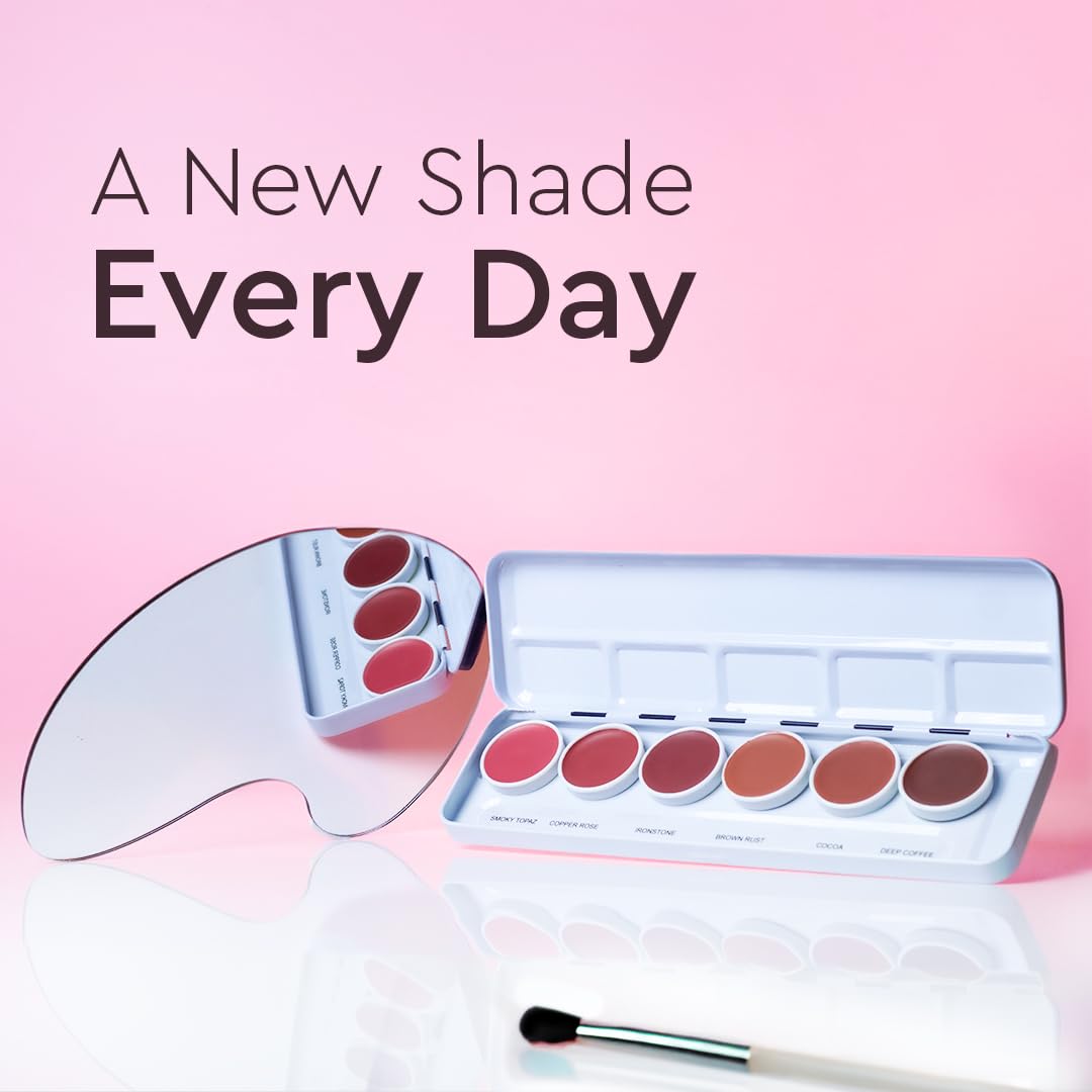 C2P Pro 6-Shade Lipstick Palette for Women (21g) – Nude Creamy Matte Lip Colors | Blusher & Contour | Waterproof, Lightweight, Long-Lasting & Hydrating Lipstick Kit (Nude Whisper)