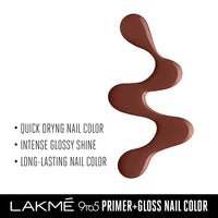 LAKMÉ 9To5 Primer + Glossy Finish Nail Colour Combo 6 ml (2 Count, Multiple bright colors, Top Coat Included, Strengthens Nails)