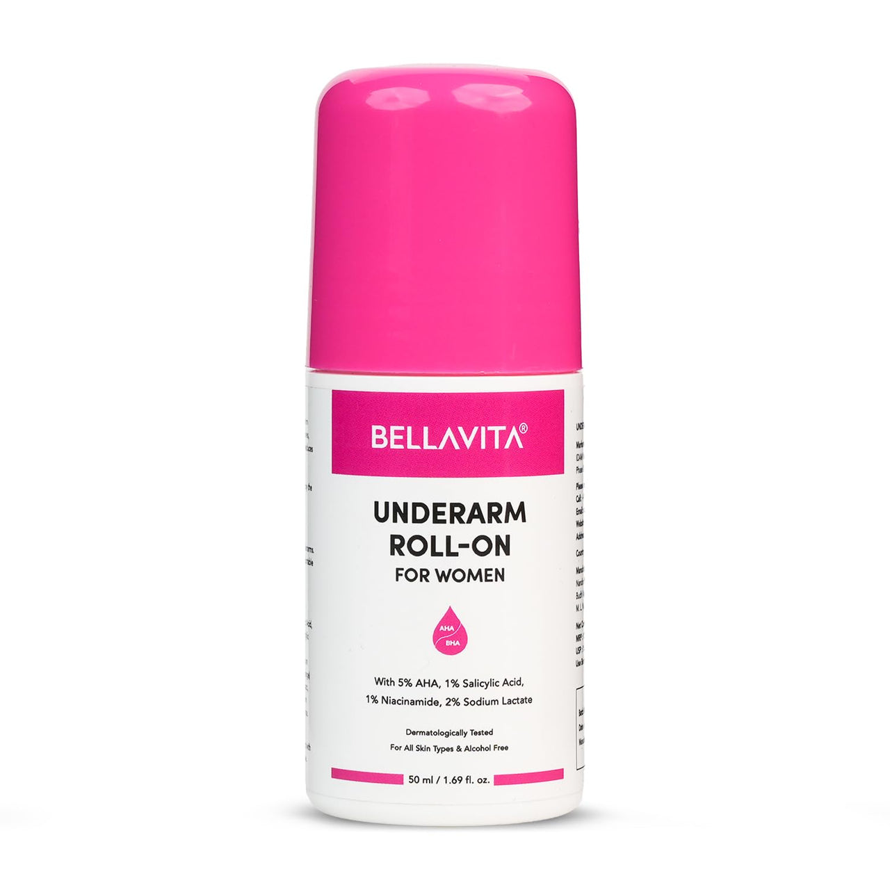 BELLAVITA Deo White Natural Underarm Roll On Deodorant for Women |Control Odour|Alcohol-Free| Antiperspirant for Long Lasting Freshness 50ml