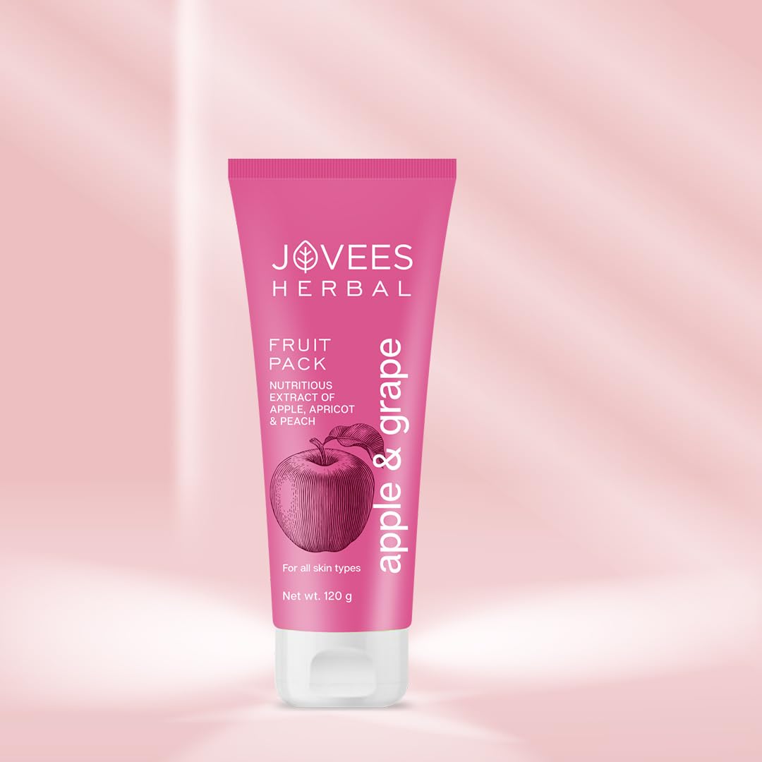 Jovees Herbal Apple & Grape Fruit Pack | With Apple, Apricot & Peach Extracts | For Uneven Skin Tone | For All Skin Types | 120gm