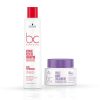 Schwarzkopf Professional Bc Keratin Smooth Perfect Treatment, Purple, 200 ml & Professional Bc Peptide Repair Rescue Micellar Shampoo for Dull Hair, Red, 8.4 Fl Oz
