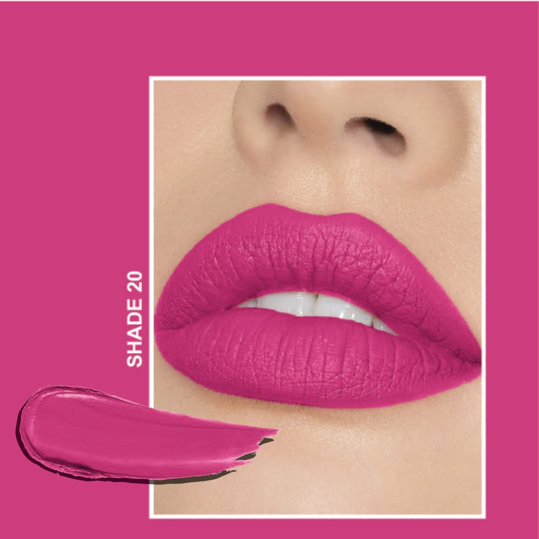 FLiCKA Tomato Bullet Matte Lipstick| Nontransfer Lipstick, Waterproof, Hydrating, Moisturizing, Upto 6Hrs, Shade 20, 4g Shimmery Affair Lip Gloss 6 Gin Baby Pink 5ml