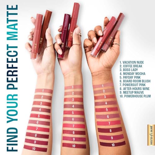 Lakmé 9to5 Liquid Lipstick, Hya Matte, with Hyaluronic Acid for hydrated lips, Meetup Mauve 3.6gm