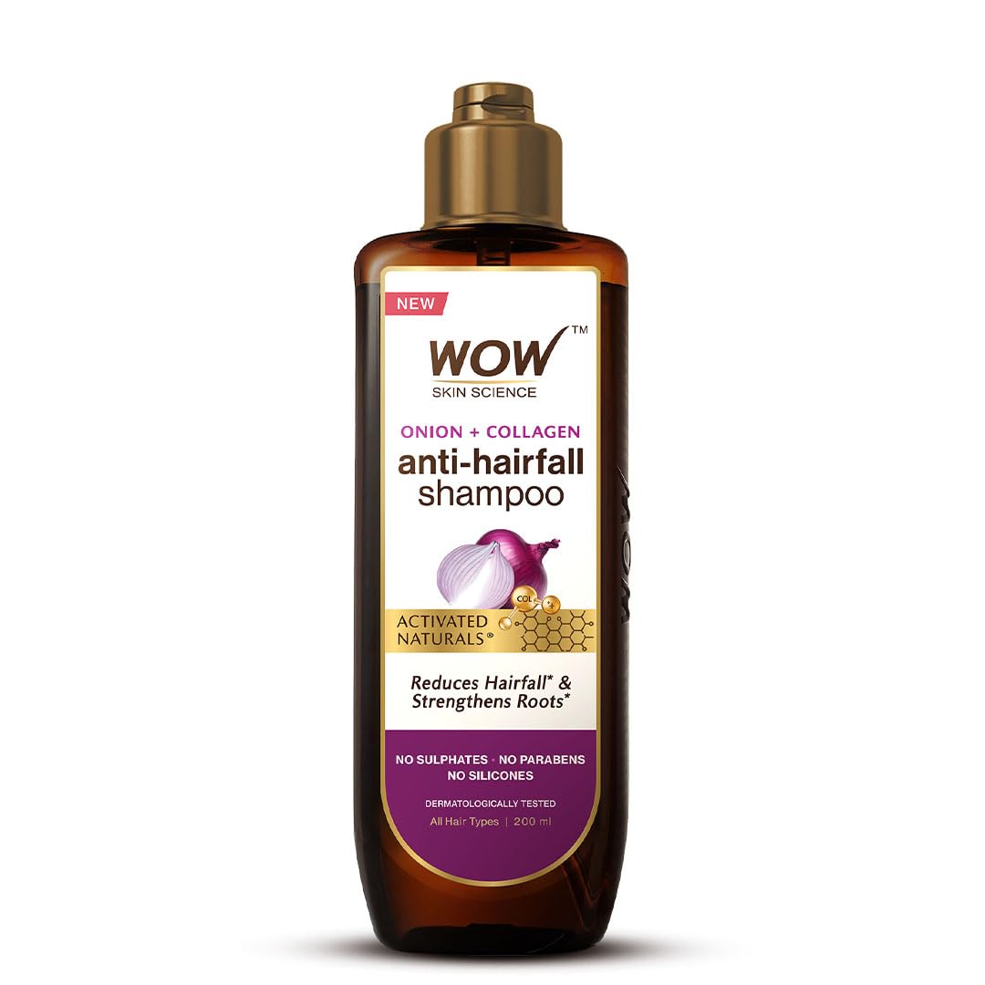 WOW Skin Science Onion Shampoo - 200 ml | Helps Control Hair Fall & Promotes Hair Growth | For Stronger Hair | With Red Onion Seed Oil Extract, Black Seed Oil & Pro-Vitamin B5