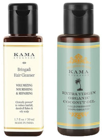 Kama Ayurveda Bringadi Hair Cleanser & Kama Ayurveda Extra Virgin Organic Coconut Oil - 50ml Combo