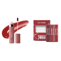 MARS Drip Lip Mist for Women (4.5 ml) (05-Cranberry Drip) Matte Box Set of 3 Lipsticks for Women (3x3.2 gm) (01-Red & Maroon)