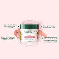 Biotique Bio Pistachio Ageless Nourishing and Revitalizing Face Pack for All Skin Types, 50g&Biotique Fruit Brightening Depigmentation & Tan Removal Face Pack For All Skin Types, 75gm
