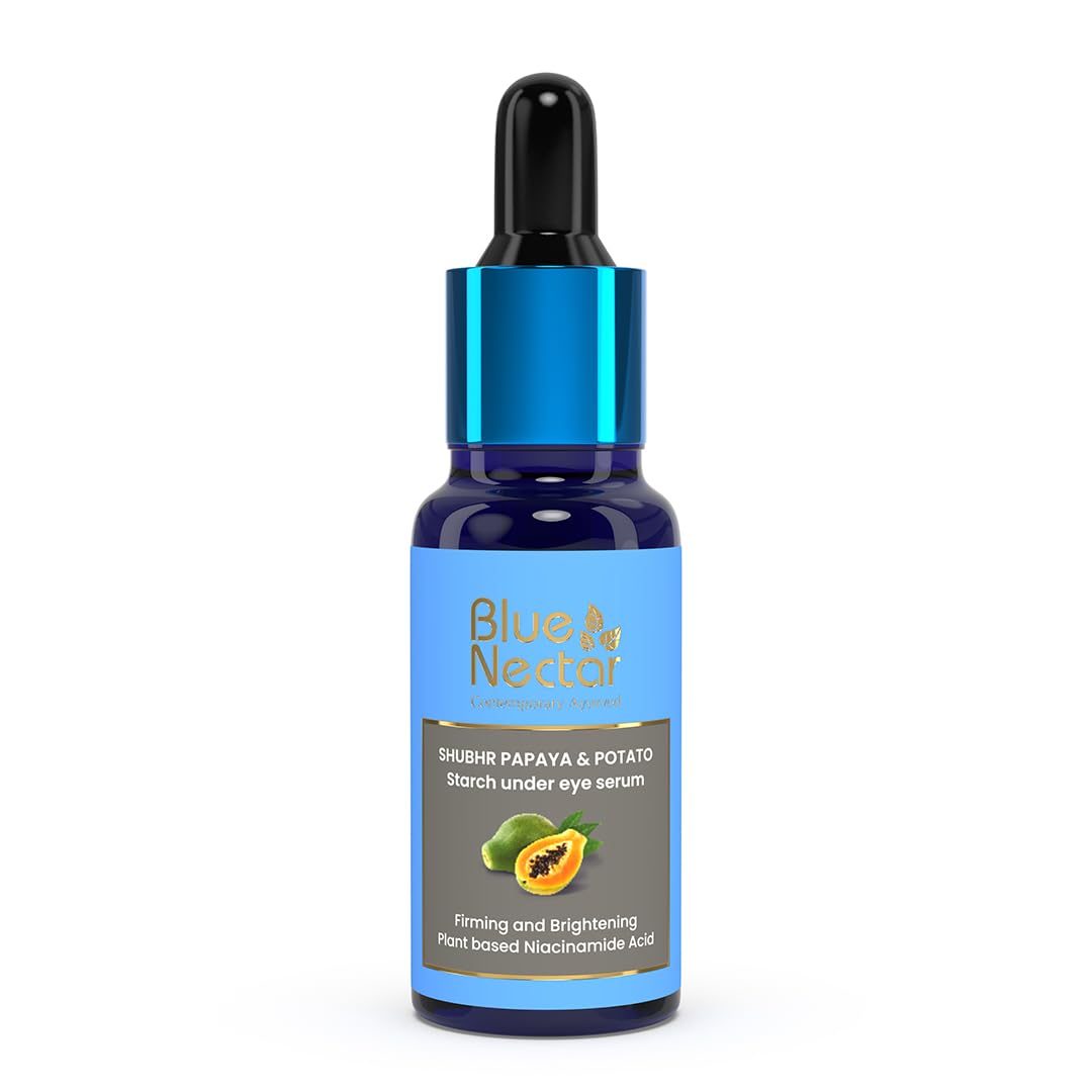 Blue Nectar Under Eye Serum with Plant Based Niacinamide from Potato Starch Papaya Dark Circles Serum with Advance Skin Firming Brightening Form (17 Herbs, 30ml)