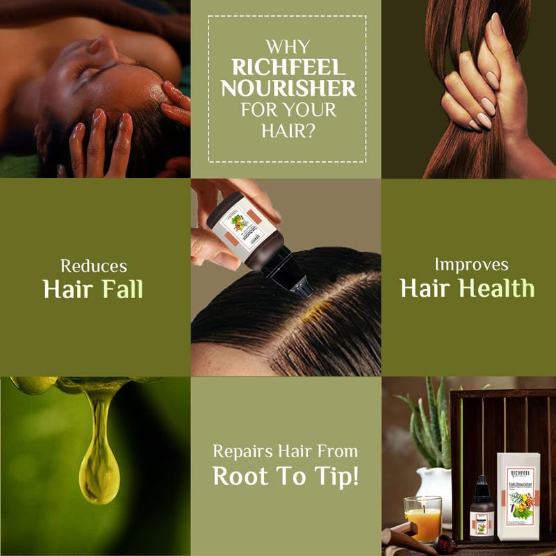 Richfeel Hair Nourisher Oil| For Hair Fall Control | Hair Growth Treatment | Trichologist Developed Formula | High Concentration |10 ml