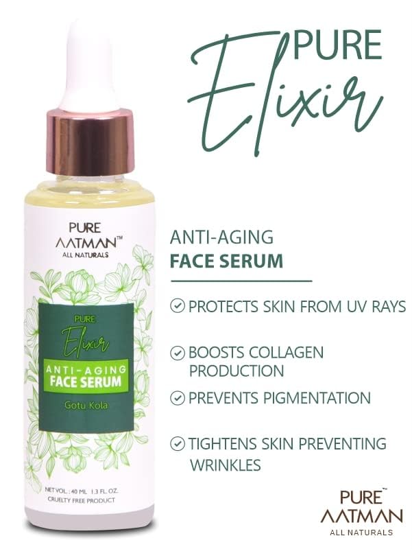 PURE AATMAN Gotu Kola face serum Anti-Aging & Firming for glowing skin Wrinkles & Fine Lines For Men & Women Increases Skin Glow Instantly Reduces Spots Bright skin (Pack of 2) 40ml