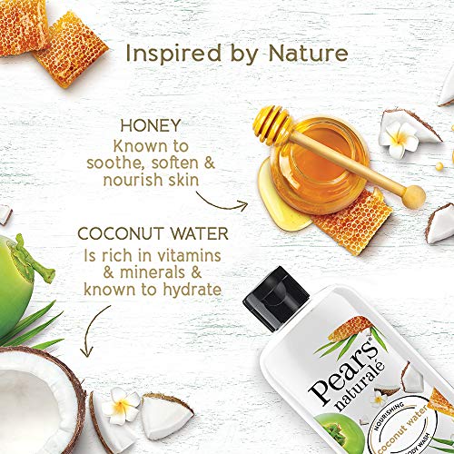 Pears Naturale Nourishing Coconut Water Body Wash 250 ml, 100% Natural Ingredients, Liquid Shower Gel with Honey for Glowing Skin - Paraben Free (Pack of 3)