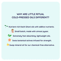 Little Rituals Organic Baby Massage & Hair Oil - Sweet Almond (Badam), Coconut, Black Sesame, Travel Pack, Wood Cold Pressed, Plant Actives, Dermatologist Tested by Pediatrics, Safe & Gentle, 30ml