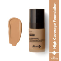 The Derma Co 2% Niacinamide Medium Coverage Liquid Foundation For All Skin Types With 1% Hyaluronic Acid & Spf 40 Pa+++ For 12 Hour Long Stay & Oil Control - 03 Natural, Pack Of 1