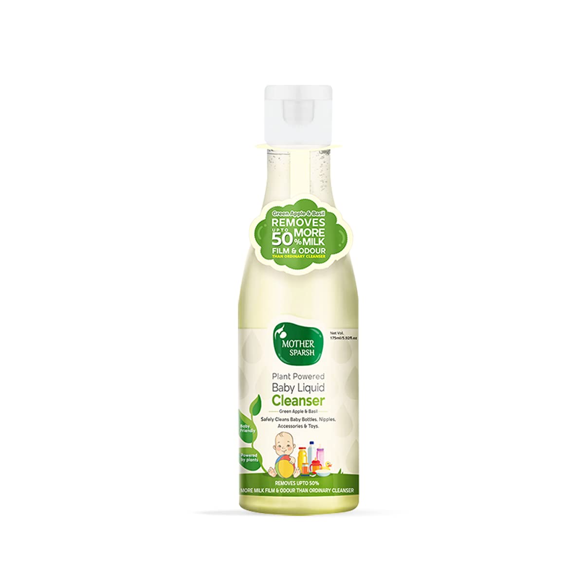 Mother Sparsh Plant Powered Baby Liquid Detergent Refill Pack 500ml With Natural Baby Liquid Bottle Cleanser 175ml