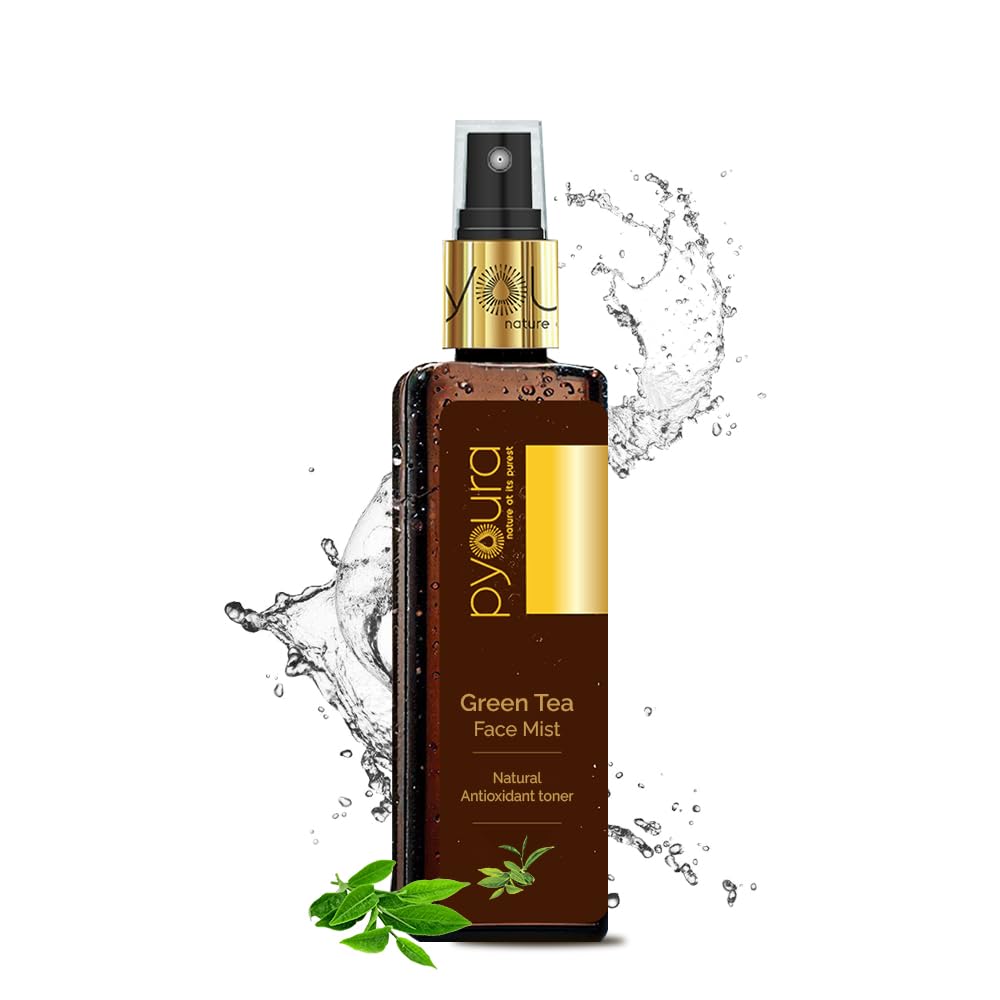 PYOURA Natural Anti-oxidant Green Tea Toner Mist, Garden Fresh Toner For Youthful Skin, Helps Fight Skin Pathogens, Sun Protection, Hydrating Natural Face Serum, For Oily Dry Combination Skin, 100 ml