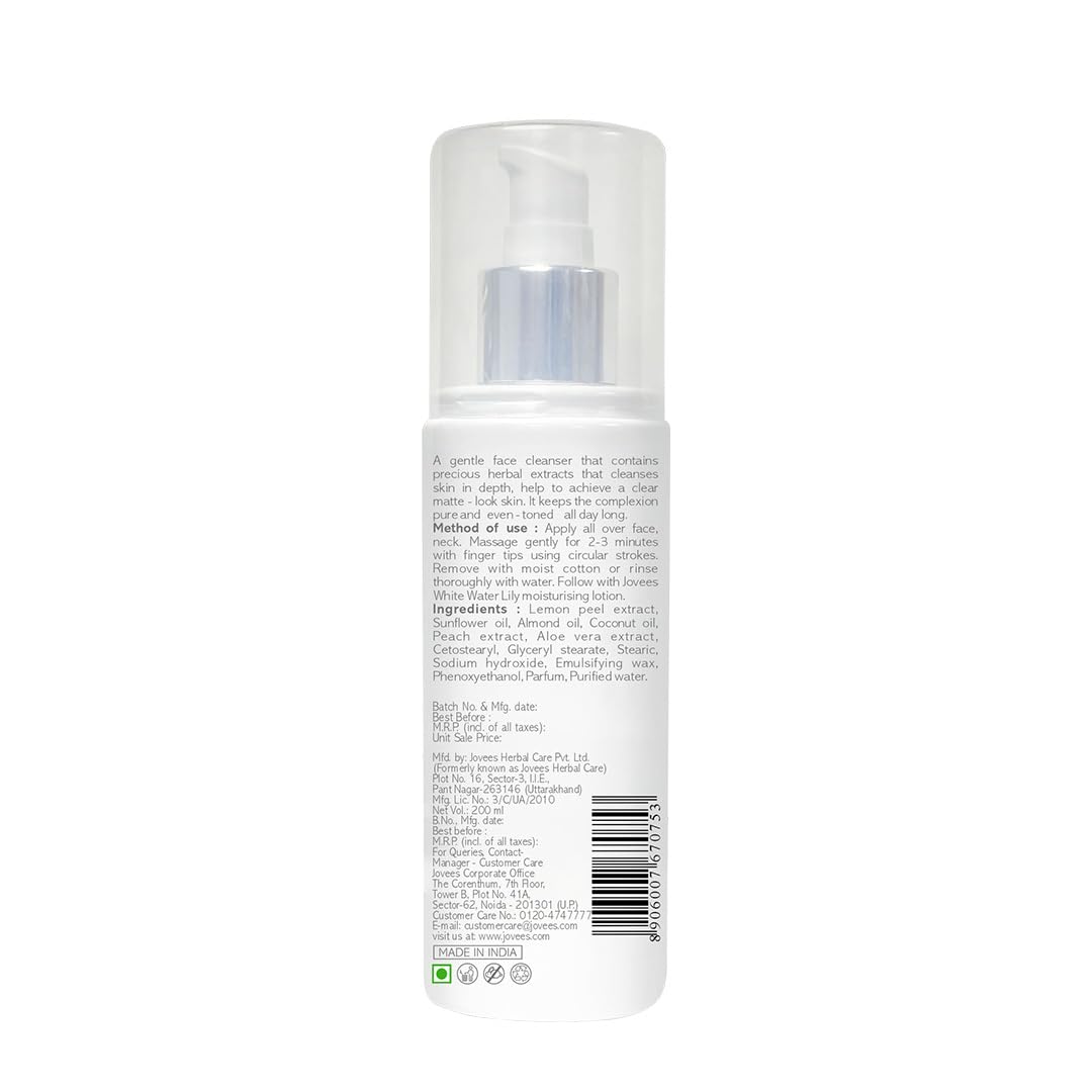 Jovees Herbal Citrus Cleansing Milk For soft, Clean & Healthy skin with Lemon Peel, Almond & Coconut Oil | Gentler Cleanser For Make-up and Dirt Keeps your skin toned | For Normal to Dry Skin- 200ml