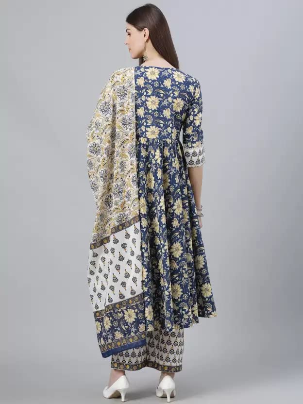 rytras Women's  Rayon Printed Anarkali Kurti with Palazzos Pant and Dupatta Set