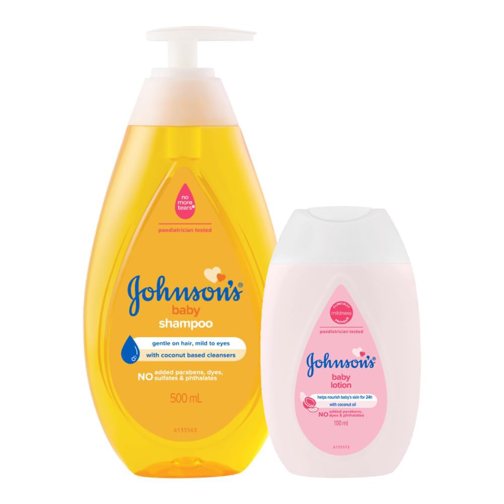 Johnson's Baby No More Tears Shampoo, 500ml with Baby Lotion, 100ml