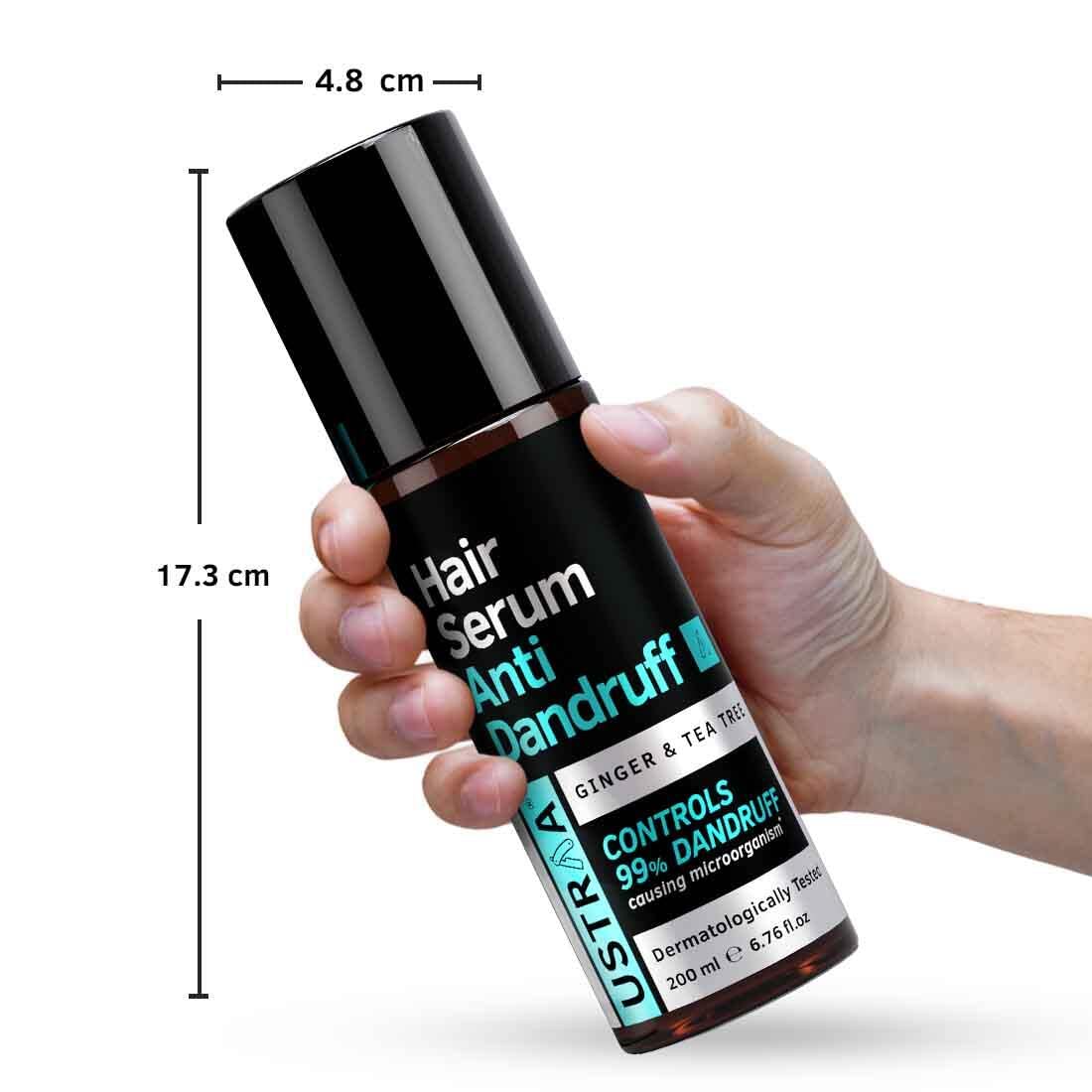 Ustraa Hair Serum Anti-Dandruff - 200ml | Fights Dandruff with Tea Tree & Ginger | Maintains scalp pH | Prevents growth of dandruff-causing microorganisms| No Sulphates, No Paraben