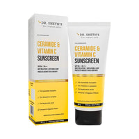 Dr. Sheth's Ceramide & Vitamin C Sunscreen | SPF 50+ Pa+++ | In-Vivo Tested | For Bright Skin & Healthy Glow | Non-Greasy, Quick-Absorbing, No White Cast | UVA/B & Bluelight Protection | For Men & Women | For All Skin Type | 80 g
