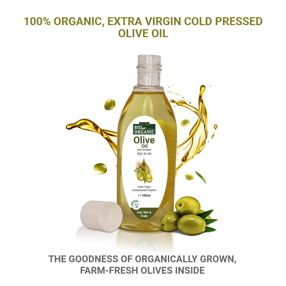 INDUS VALLEY 100% Organic and Natural Combo of Cold Pressed Almond Oil & Extra Virgin Olive Oil (100ml+100ml= 200ml)