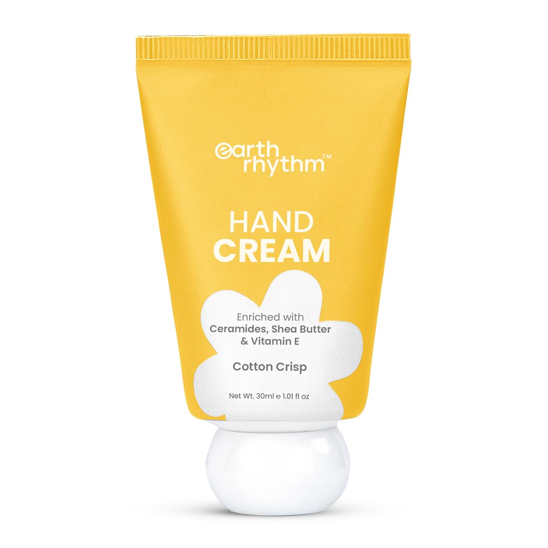 Earth Rhythm Hand Cream - Cotton Crisp for Dry & Rough Hands, Intense Moisturization Non Greasy, Fast Absorbing, Moisturizes, Enriched with Ceramides, Shea Butter, Cacao Seed Butter for Men & Women - 30ml