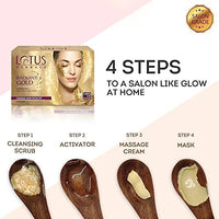 Lotus Herbals Radiant Gold Cellular Glow 1 Facial Kit | With 24K Gold leaves | For Skin Glow | All Skin Types | 37g
