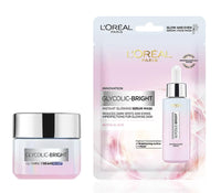 L'Oreal Paris Glycolic Bright Glowing Night Cream - 15ml + Glycolic Bright Glowing Serum Sheet Mask