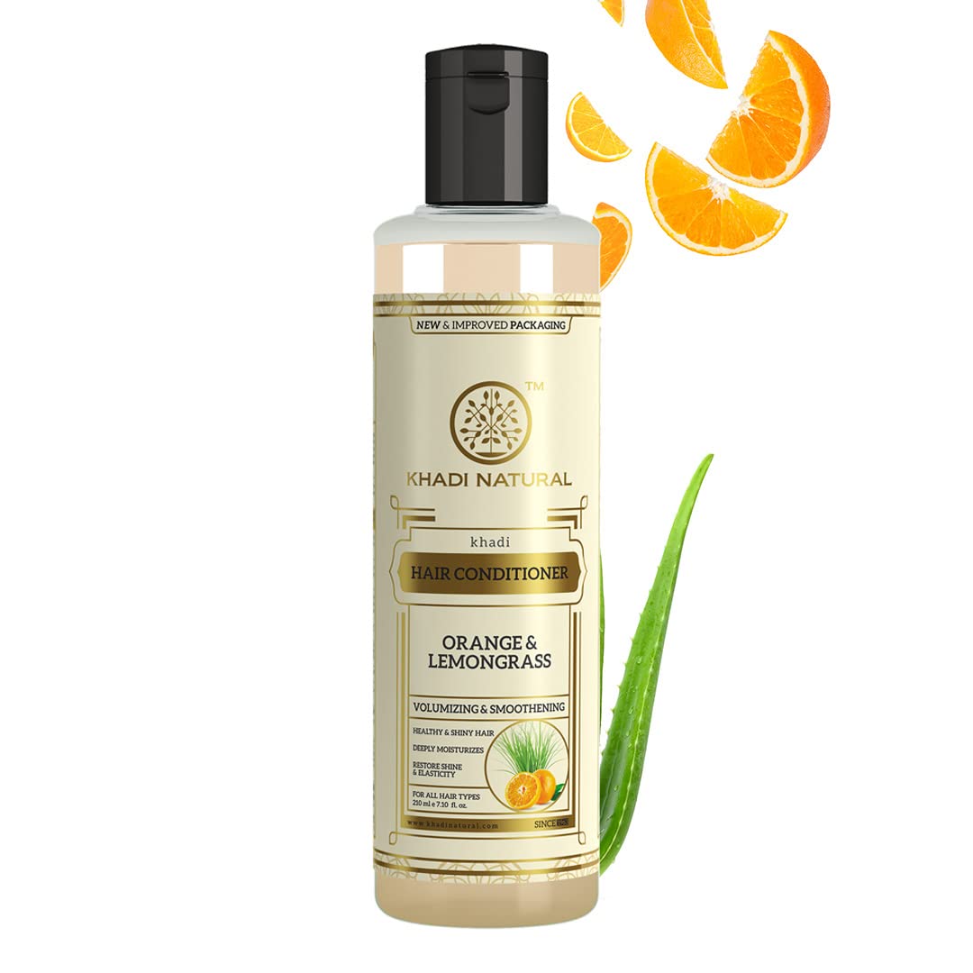 Khadi Natural Orange and Lemongrass Herbal Hair Conditioner 210ml, For Frizzy Hair, For Repairing Damaged Hair