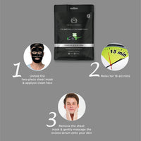 The Man Company Charcoal Face Sheet Mask - 25 ml (Pack of 3) | Anti-Pollution,Unclog pores