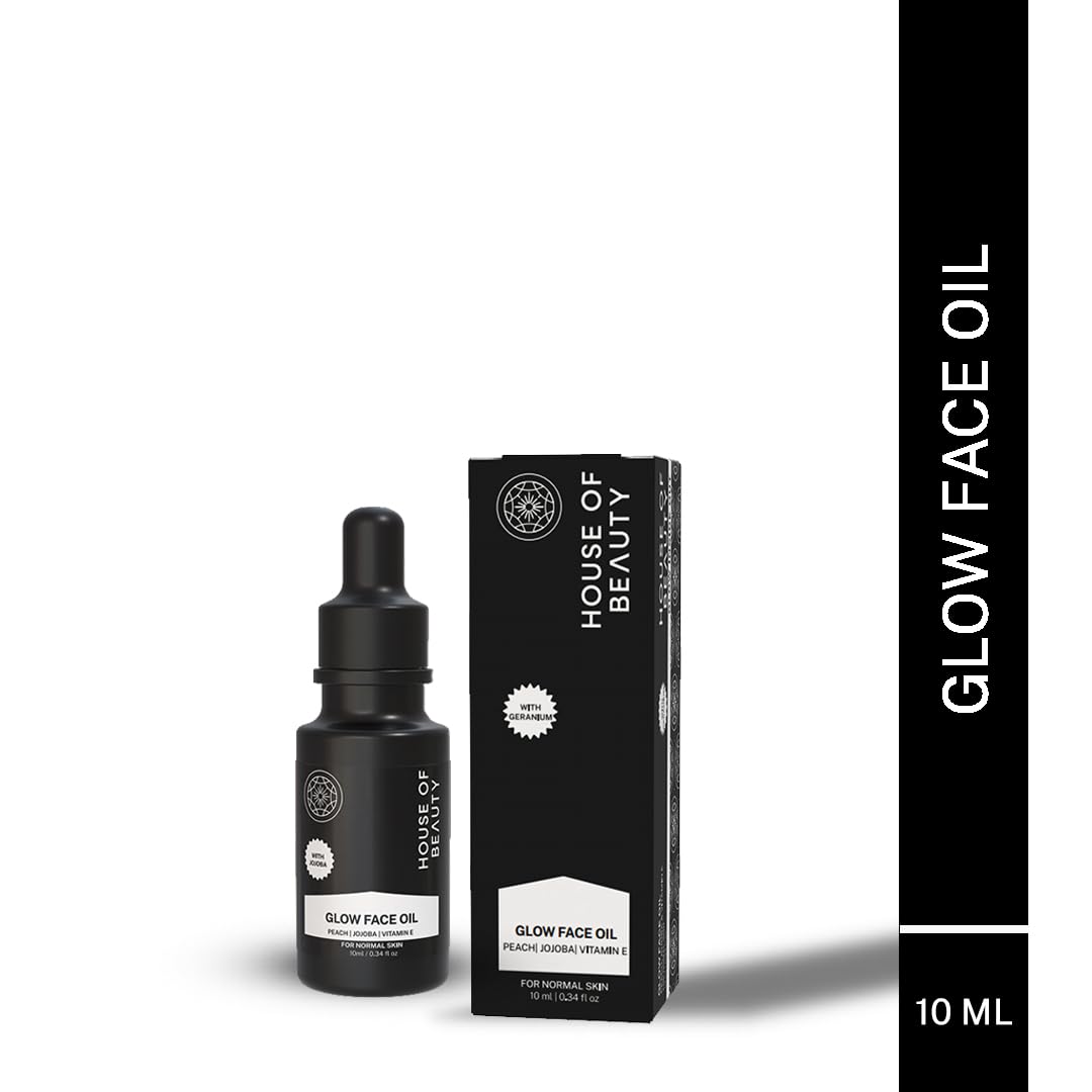 House Of Beauty Peach & Jojoba with Vitamin E - Glow Face Oil for skin brightening, reduce wrinkles, dark spots, Hydrating, Natural & Nourishing Facial Oil for Radiant Skin, Lightweight & Non-Greasy - 10 ml (Pack of 1)