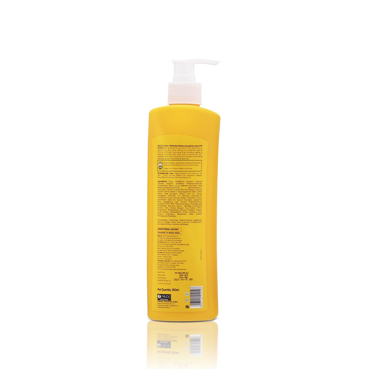 VLCC DeTan + WhiteGlo Moisturising Body Lotion SPF 30 PA+++ - 350ml | Brightens and Moisturises skin | With Cocoa, Shea Butter, Aloe Vera, and Almond Oil.