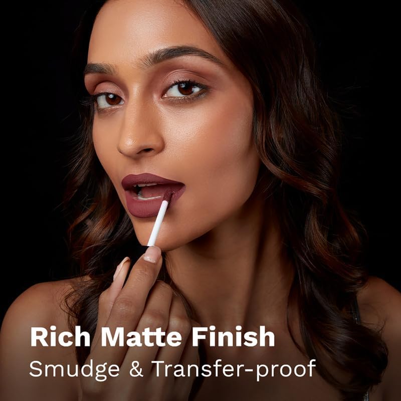 Pilgrim Liquid Matte Lipstick - Berry Tease | Lipstick for Women with Hyaluronic Acid & Spanish Squalane | Transferproof, Long Lasting & Non Drying with Hydrating Ingredients 3gms