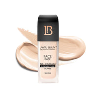 Lakyou Beauty Face Base Full Coverage Foundation 30ml | Oil free full coverage pore fix weightless formula with hyaluronic acid with SPF 20 for all skin type (Soft Ivory)