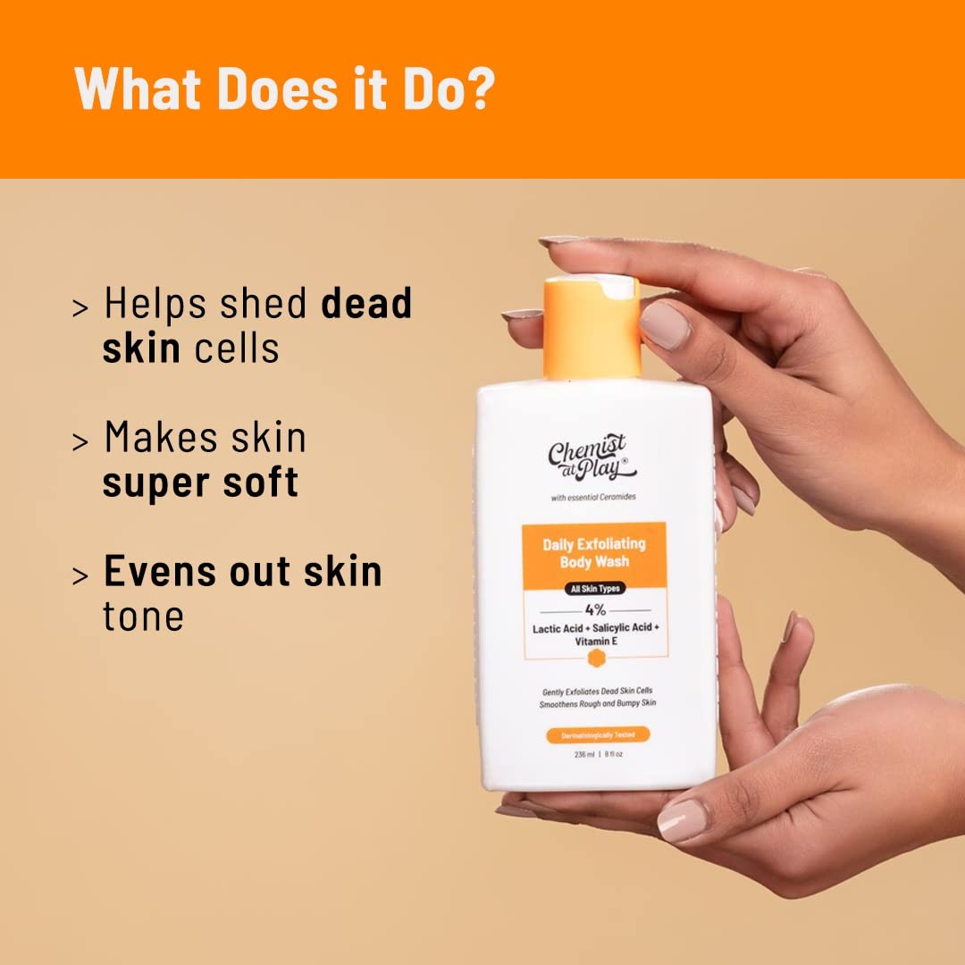 Bare Anatomy Anti Dandruff Shampoo AllHair types 250ml and Chemist At Play 1% Salicylic Acid Exfoliating Body Wash 473ml