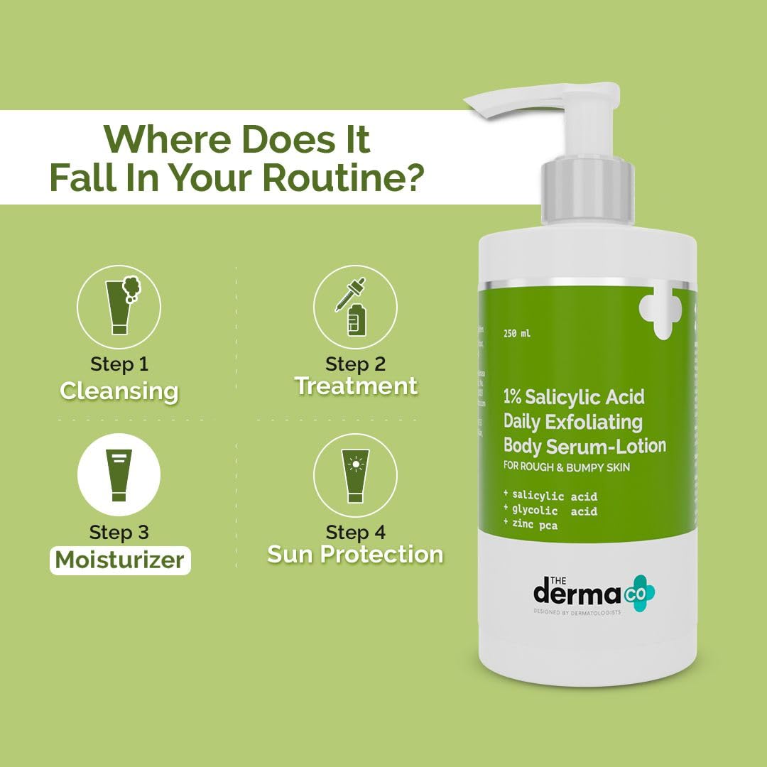 The Derma Co 1% Salicylic Acid Daily Exfoliating Body Serum Lotion For Rough & Bumpy Skin - 250 ml
