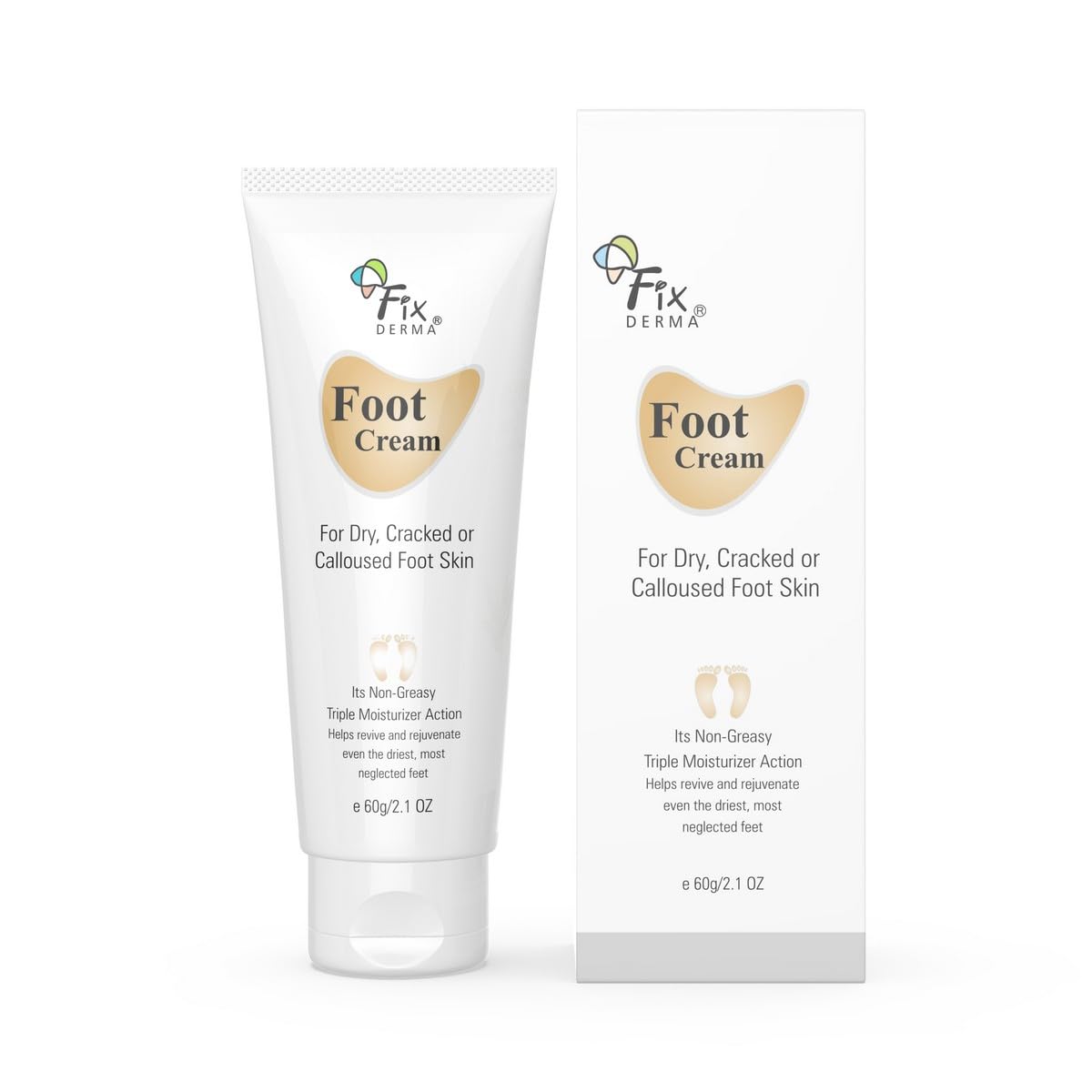 Fixderma 5% Lactic Acid, 15% Urea, 3% Glycerine, Foot Cream For Dry & Cracked Feet, Moisturizes and Soothes Feet, Heel Repair Paraben & Sulphate Free, All Skin Types 60ml (Pack of 2)