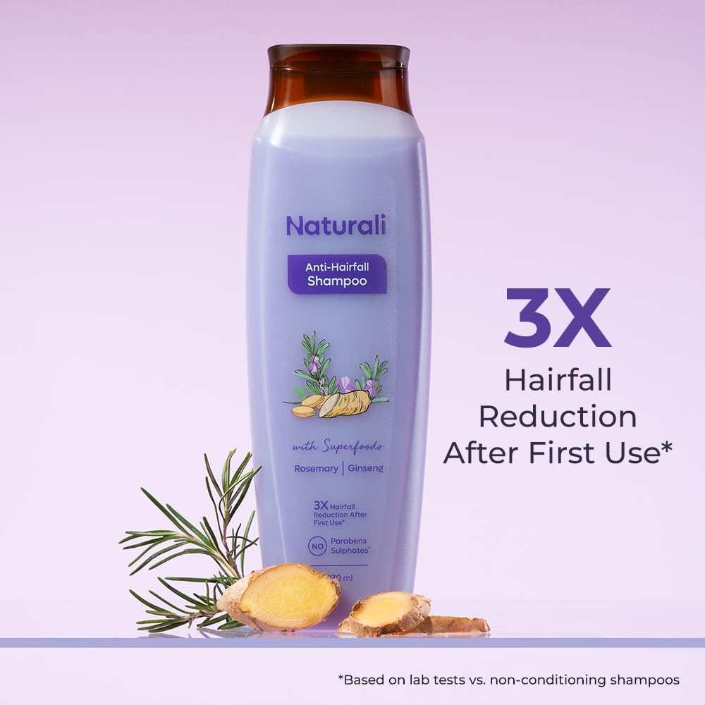 Naturali Anti Hairfall Shampoo + Damage Repair Conditioner | 3x Lesser Hair Breakage | Promotes Hair Growth | Repairs Split Ends | Sulphate & Paraben Free Shampoo & Conditioner | 200ml+180ml