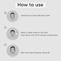O3+ ALPHA MEN Energy White Charcoal Face Sheet Mask 30g with Charcoal & Hydrating Hyaluronic to Purify & Brighten Skin