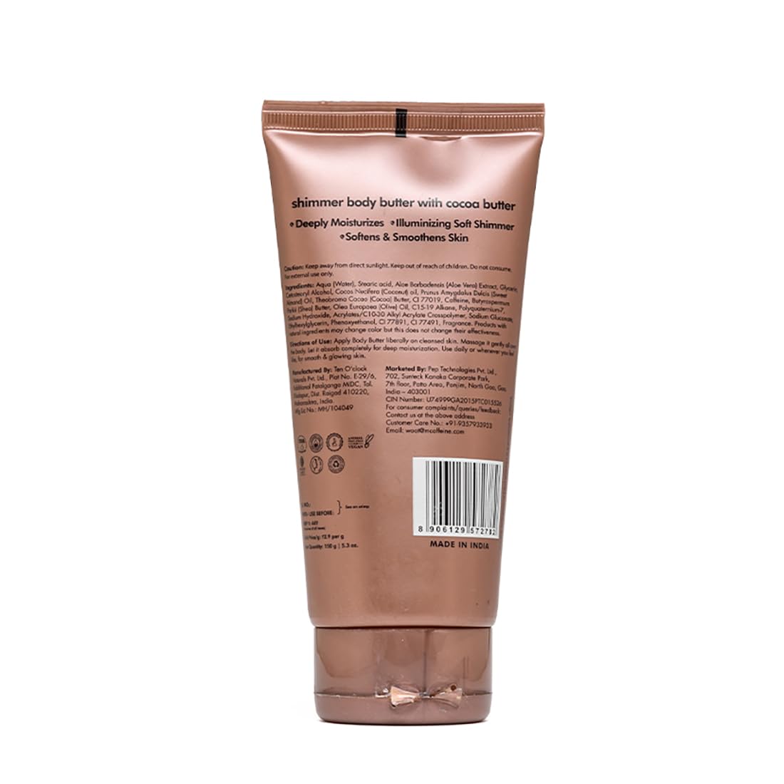 mCaffeine Shimmer Body Butter With Cocoa Butter For Shimmery & Glowing Skin (150 g)