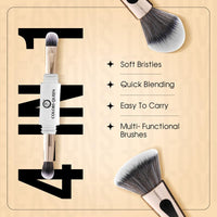 Colors Queen 4 in 1 Multifunctional Makeup Brush Set with Foundation Brush, Powder Brush, Eyeshadow Blending Brush & Flat Brush | Feathery Soft Bristles Makeup Brushes for Women