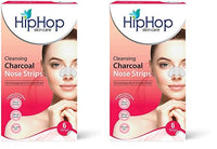 HipHop Skin Care Cleansing Charcoal Nose Strips (6 Strips), Blackheads, Whiteheads Remover, Pore Cleanser, with Natural Extracts, for Women, All Skin Types (Pack of 2)
