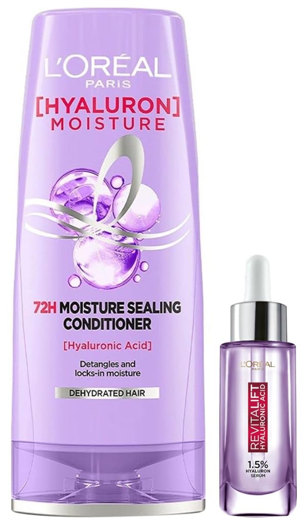 L'Oreal Paris Revitalift 1.5% Hyaluronic Acid Face Serum, 15 Ml & L'Oreal Paris Hyaluron Moisture 72H Moisture Sealing Conditioner180ml