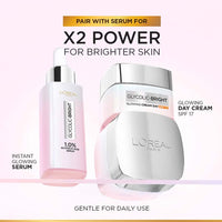 L'Oreal Paris Glycolic Bright Glowing Day Cream, Overnight Brightening Cream, Glycolic Acid in Gel-Like Cream Texture, that Visbily Minimizes Spots & Reveals Glowing skin, 50ml