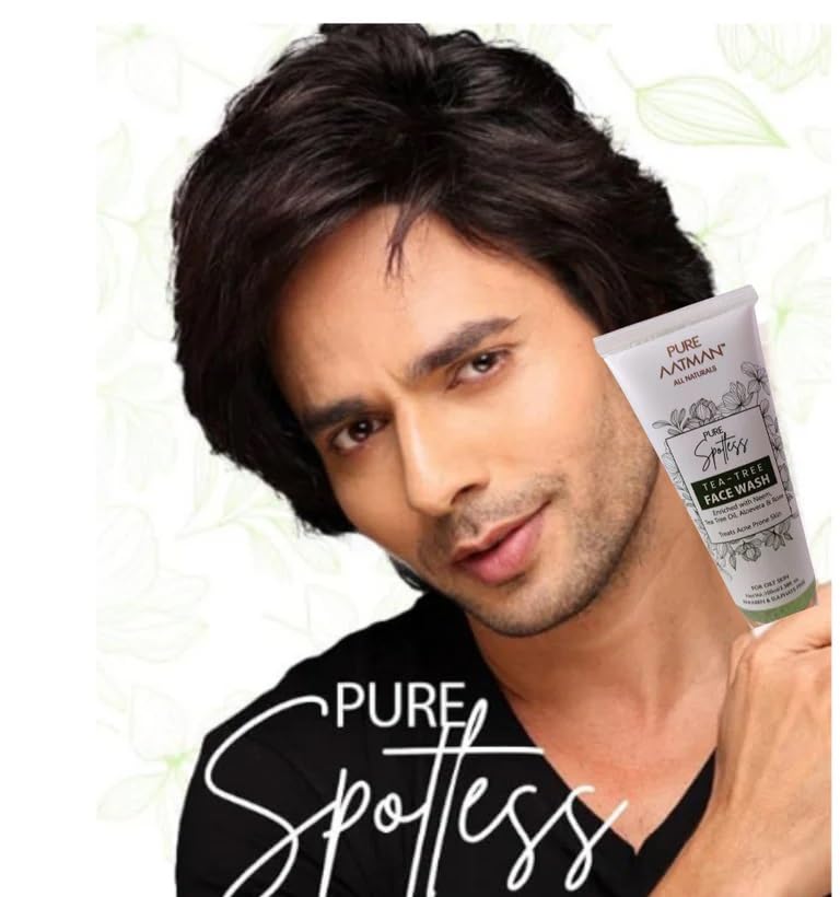 PURE AATMAN Tea Tree Cleansing Face Wash for Oily, Acne Prone, Dry & Combination Skin Fight Pimples & Control Excess Oil Gentle Exfoliating & Non-Drying Women & Men Moisturising Facial Wash- 100 ml