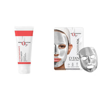 O3+ D-Tan Radiance Face Wash With Vitamin C Glowing Skin and Deep Cleanses and Unifies Skin Tone 60gm & O3+ Power Foil D-Tan Face sheet mask for Skin Brightening Face Mask 20 ml Combo