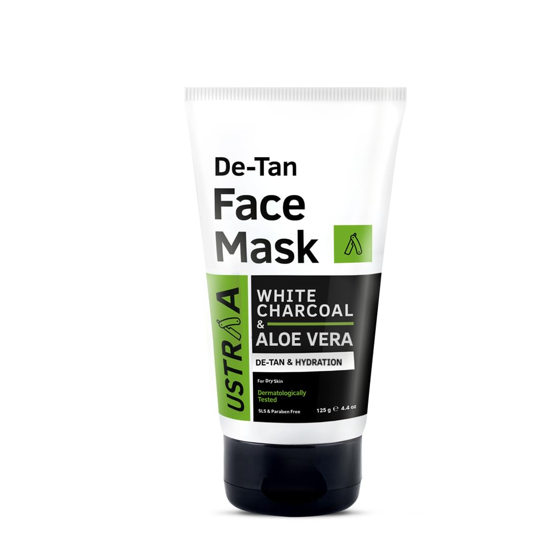 Ustraa De-Tan Face Mask Dry Skin - 125g - Wash-off mask | with White Charcoal | Effective Tan Removal & Anti Acne Spot Gel - 15ml | Reduces 99.9% Pimple-Causing Germs | With Neem & 2% Salicylic Acid