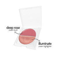 Ruby's Organics Cream Blush for Cheeks & Highlighter Duo Palette- Blusher for Face Makeup, Lightweight Flawless All Day Glow, All Skin Types, Natural &Paraben Free (Deep Rose + Illuminate) 9g